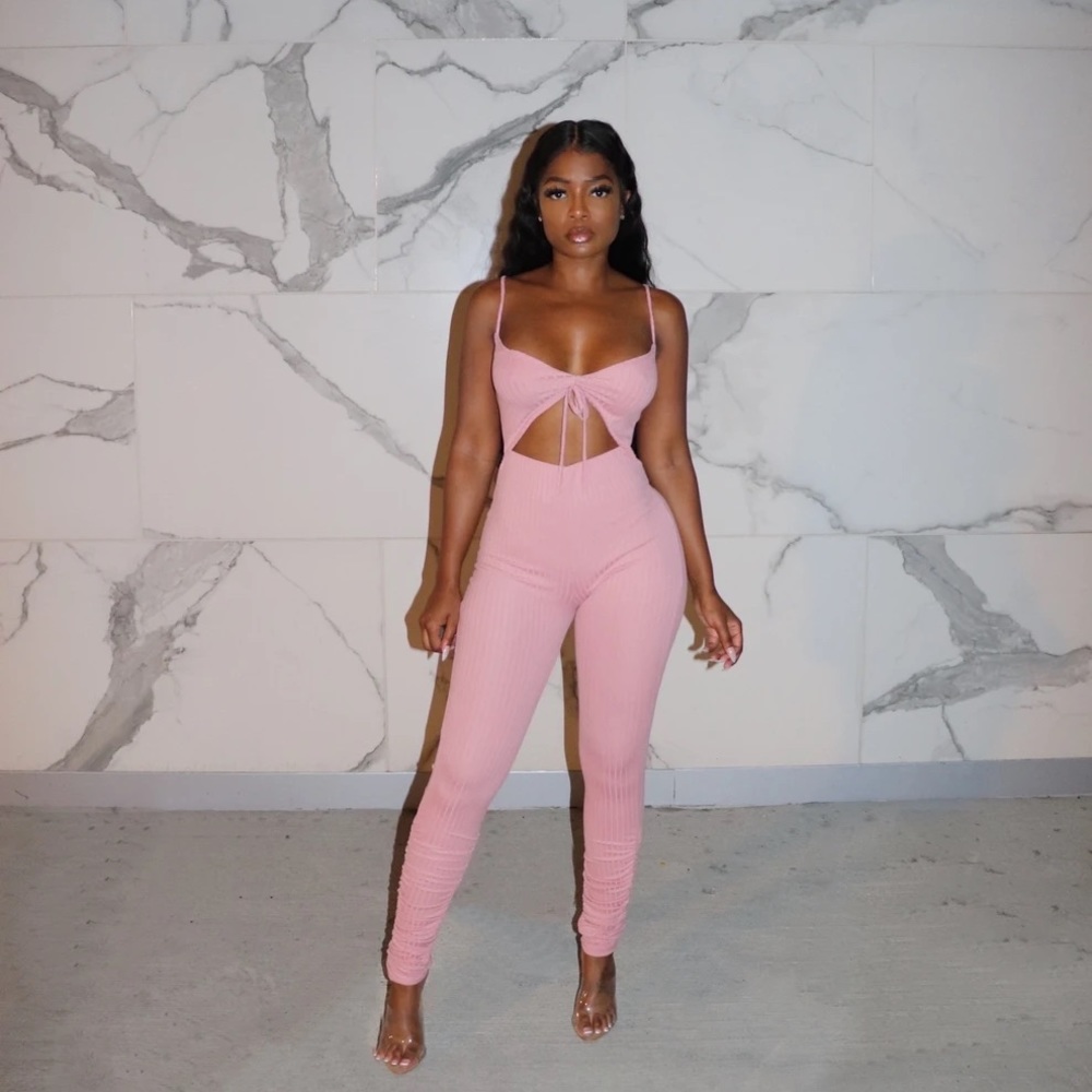 Belita tie front stacked jumpsuit mint green